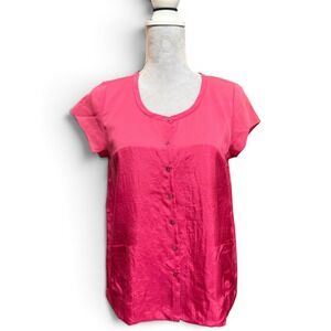 Eileen‎ Fisher Tunic Women PS Pink Silk A-Line Short Sleeve Minimalist Luxury